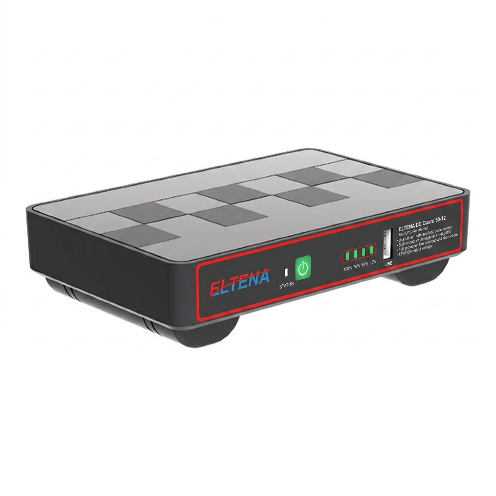 ELTENA DC Guard 50-12 (12В 60Вт/5А, выход USB 5В 2А, батарея LiFePO4 38,4Вт/ч)