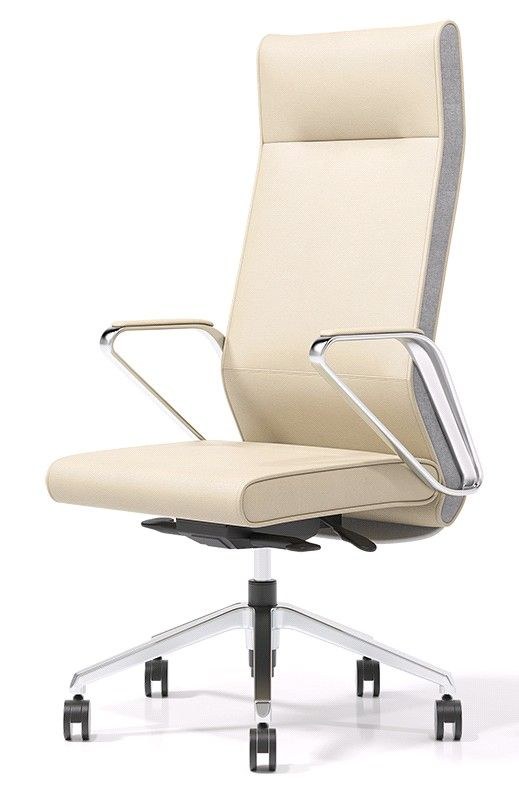 Кресло руководителя Hero CHR81SC-2, 560*640*1150, обивка кожа+компаньон цвет бежевый, пластик белый 38825