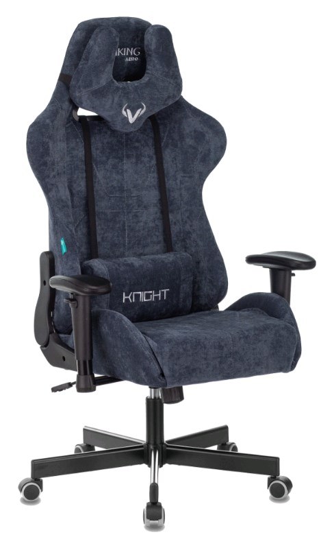 Кресло игровое Zombie VIKING KNIGHT Fabric синий Light-27 с подголов. крестов. металл 95912