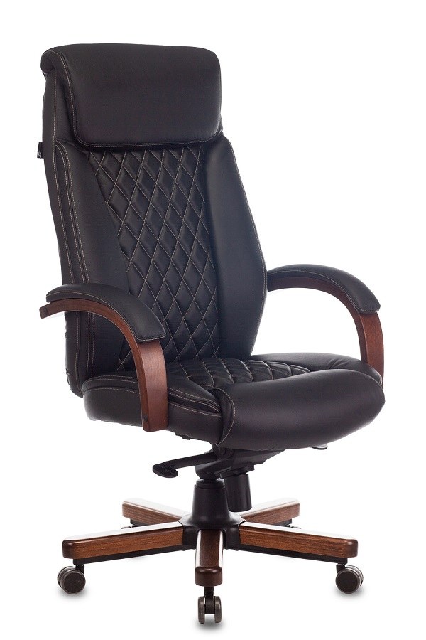 Кресло руководителя Бюрократ T-9924WALNUT черный кожа крестовина металл/дерево 99756