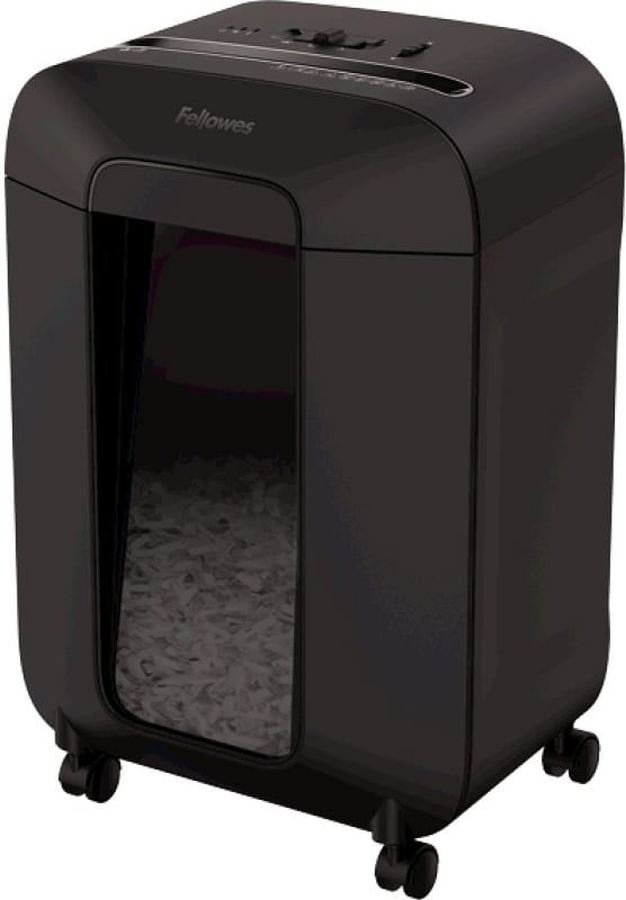 Шредер Fellowes PowerShred LX85 черный (секр.P-4) фрагменты 12лист. 19лтр. скрепки скобы пл.карты
