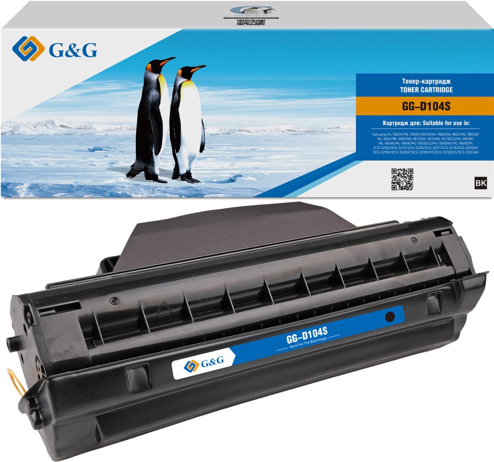 Картридж лазерный G&G GG-D104S черный (1500стр.) для Samsung ML-1660K, ML-1665K, 1661K, ML-1660, ML-1665, ML-1865W, ML-1666, ML-1860, ML-1673, ML-1674, ML-1673DCS, ML-1865K, ML-1864K, ML-1861K, ML-1865DCS, ML-1865WK, ML-1865EXP, SCX-3200, SCX-3210, SCX-3205, SCX-3217, SCX-3218, SCX-3205W, SCX-3210K, SCX-3205K