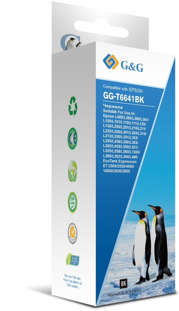 Чернила G&G GG-T6641BK черный 100мл для Epson L100/L110/L120/L130/L132/L210/L222
