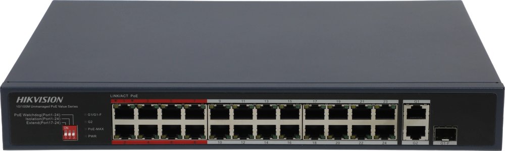 Коммутатор Hikvision DS-3E0326P-E/M(C) (L2) 25x100Мбит/с 1SFP 24PoE 230W неуправляемый