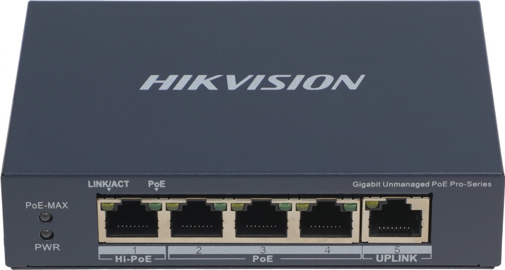 Коммутатор Hikvision DS-3E0505HP-E 5x1Гбит/с 3PoE+ 1PoE++ 60W неуправляемый