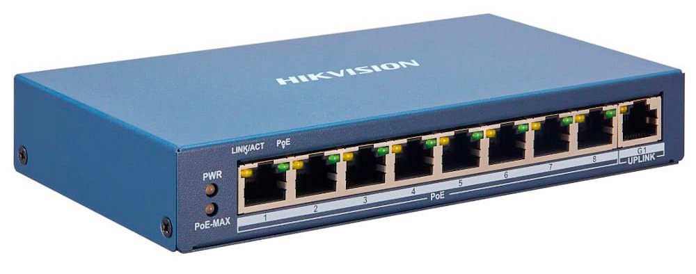 Коммутатор Hikvision DS-3E1309P-EI(B) (L2) 8x100Мбит/с 1x1Гбит/с 8PoE 8PoE+ 110W управляемый