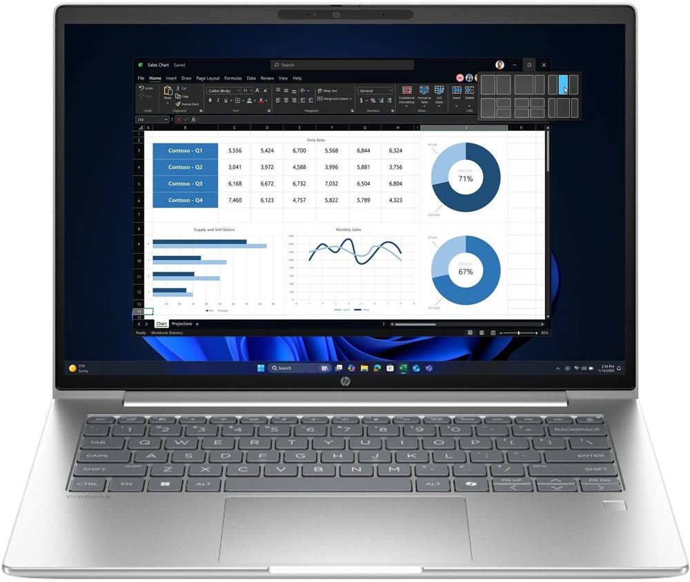 Ноутбук HP ProBook 4 G1i Core 5 120U 16Gb SSD512Gb Intel Iris Xe graphics 14" IPS WUXGA (1920x1200) Windows 11 Pro silver WiFi BT Cam (BX7Y0AT)