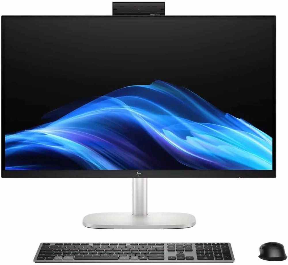 Моноблок HP EliteStudio 8 G1i 27" QHD Core Ultra 7 265 (2.4) 32Gb SSD1Tb RTX5050 8000Mb без ОС GbitEth WiFi BT клавиатура мышь Cam серебристый 2560x1440