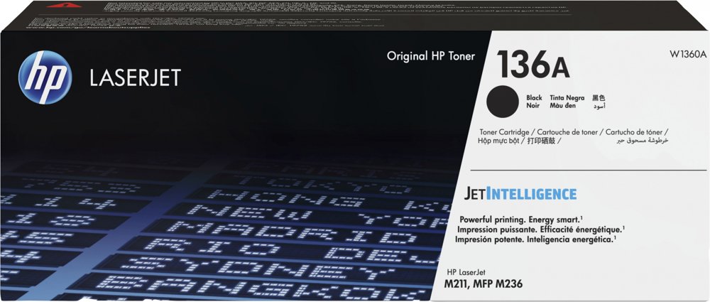 Картридж лазерный HP 136A W1360A черный бар.в компл. (1150стр.) для HP LJ M211d/MFP M236