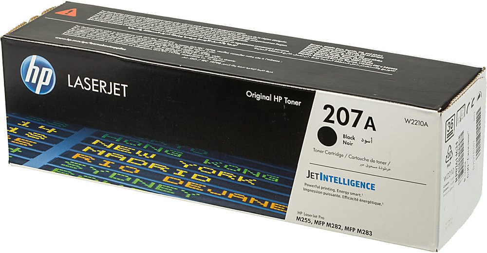 Картридж лазерный HP 207A W2210A черный бар.в компл. (1350стр.) для HP M255/MFP M282/M283