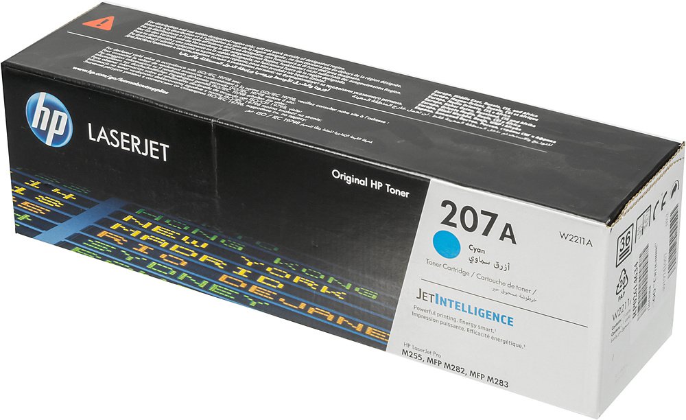 Картридж лазерный HP 207A W2211A голубой бар.в компл. (1250стр.) для HP M255/MFP M282/M283