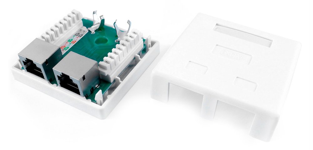 Розетка Hyperline SB1-2-8P8C-C6-SH-WH RJ45 2 кат.6 FTP бел. (упак.:1шт)