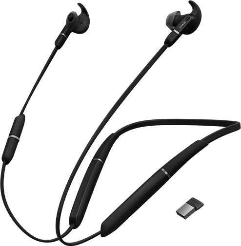 Наушники с микрофоном Jabra Evolve 65e черный внутриканальные шейный обод (6599-623-109)