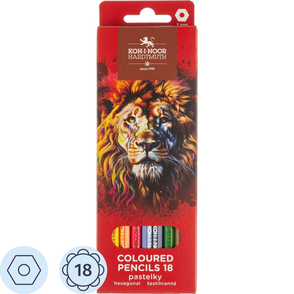 Карандаши цветные Koh-i-Noor Red lion 18 карандашей 18 цветов шестигранные