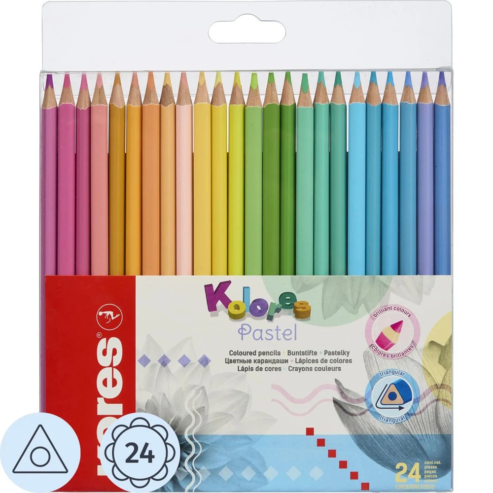 Карандаши цветные Kores Kolores Pastel 24 карандаша 24 цвета трёхгранные (пастельные)