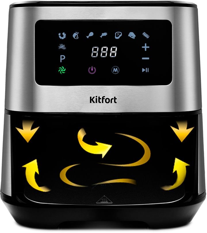 Аэрогриль Kitfort KT-2228 5.5л 1700Вт серебристый (КТ-2228)