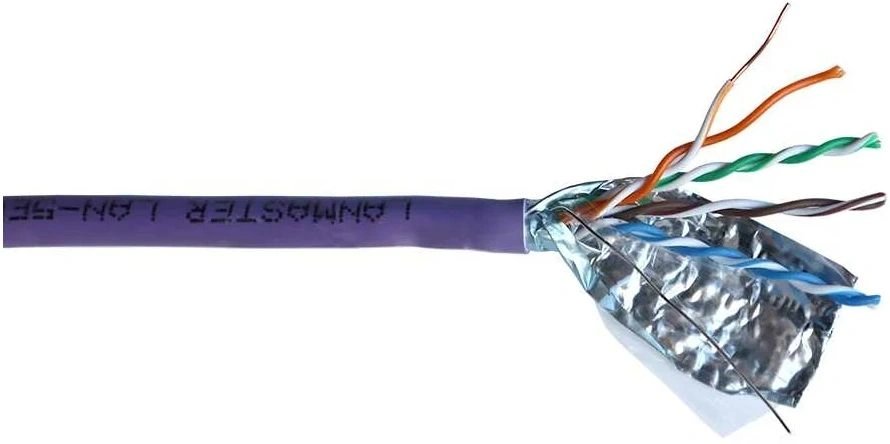 Кабель информационный Lanmaster LAN-5EFTP-HFLT-VI кат.5E FTP 4 пары 24AWG LSZH внутренний 305м фиолетовый