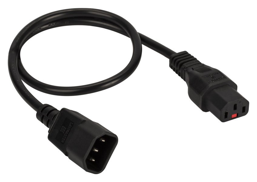 Шнур питания Lanmaster LAN-PP13L/14-1.0-BK C13-С14 проводник.:3x0.75мм2 1м 220В черный