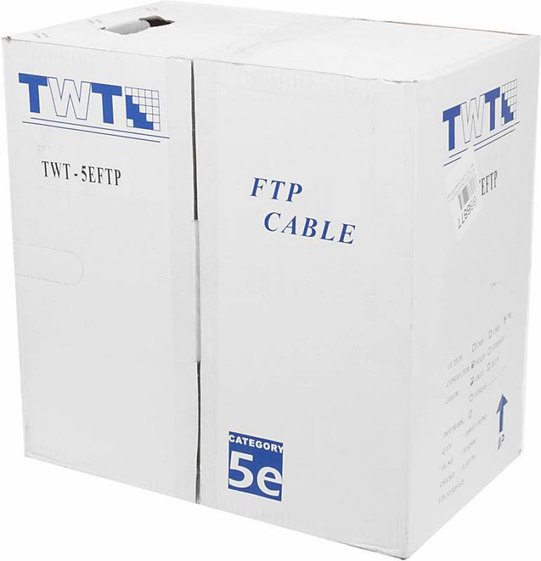 Кабель информационный Lanmaster TWT-5EFTP кат.5E FTP 4 пары 24AWG PVC внутренний 305м серый