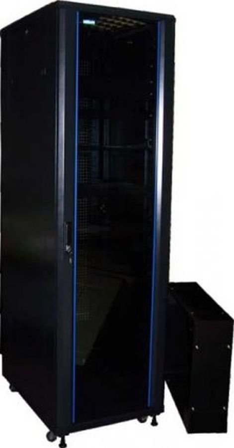 Шкаф коммутационный Lanmaster (TWT-CBB-27U-6X10-G1) напольный 27U 600x1000мм пер.дв.стекл 2 бок.пан. задн.дв.перфор.2-хст. 800кг черный IP20