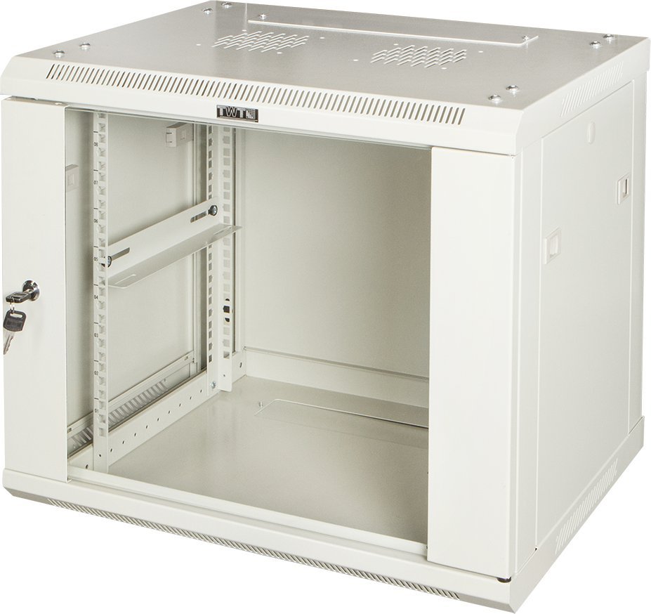 Шкаф коммутационный Lanmaster (TWT-CBWPG-15U-6X6-GY) настенный 15U 600x600мм пер.дв.стекл задн.дв.стал.лист 2 бок.пан. 60кг серый 500мм 33кг 768мм IP20 металл