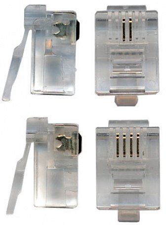 Коннектор Lanmaster (TWT-PL12-6P2C/100) UTP кат.3 RJ12 прозрачный (упак.:100шт)