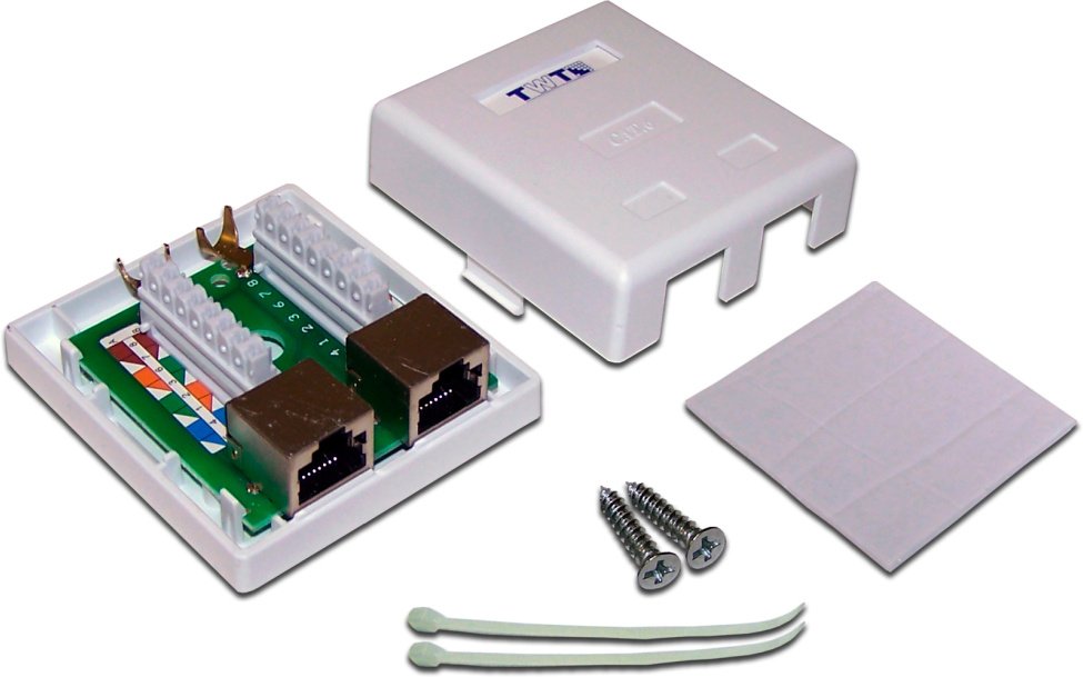 Розетка Lanmaster TWT-SM2-4545/S6-WH настен. RJ45 2 кат.6 STP бел. (упак.:1шт)
