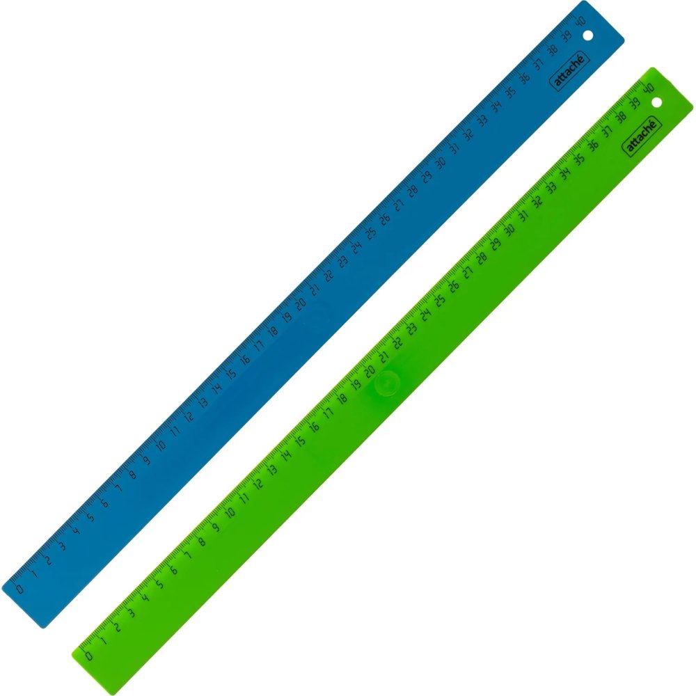 Линейка Attache 40 см пластиковая зелёная (2 штуки в упаковке)