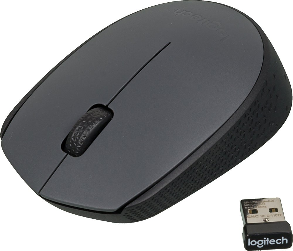 Мышь Logitech M170 серый/черный оптическая 1000dpi беспров. USB 2but (910-004646)