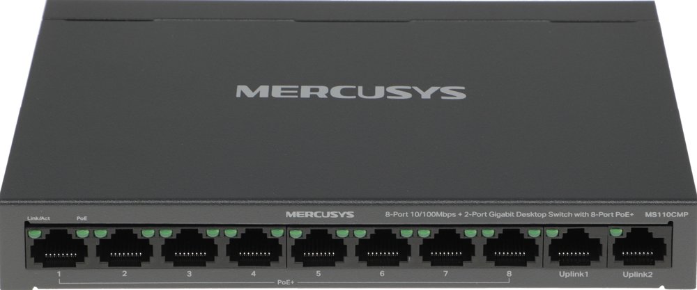 Коммутатор Mercusys MS110CMP (L2) 8x100Мбит/с 2x1Гбит/с 8PoE+ 115W неуправляемый