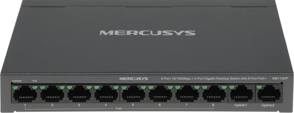 Коммутатор Mercusys MS110CP (L2) 8x100Мбит/с 2x1Гбит/с 8PoE+ 65W неуправляемый
