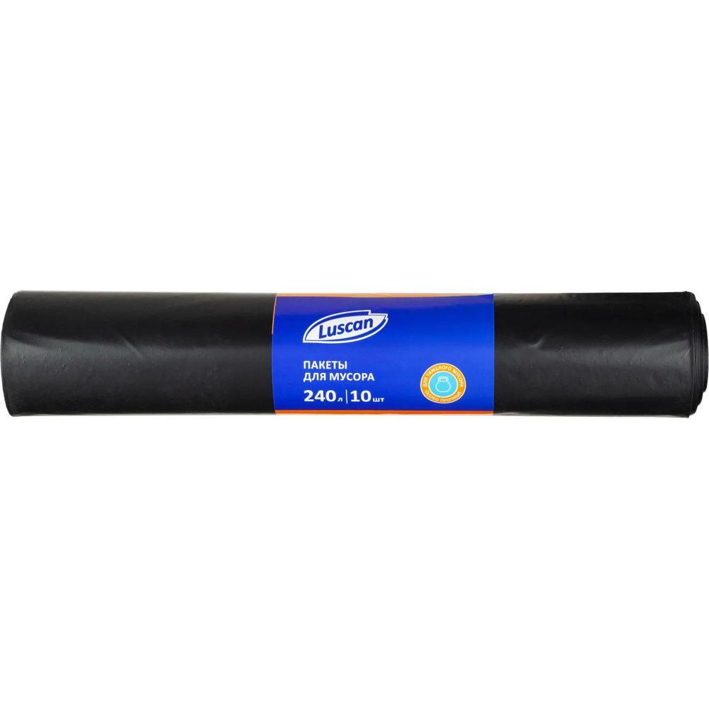 Мешки для мусора Luscan 240 л чёрные (ПВД 100 мкм, 10 штук)