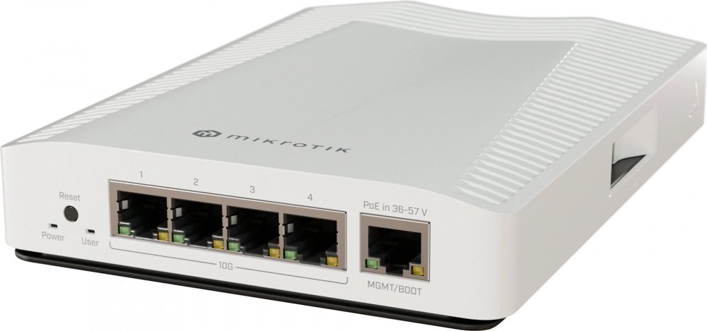 Коммутатор MikroTik CRS304-4XG-IN 1x1Гбит/с 4x10Гбит/с 1PoE управляемый