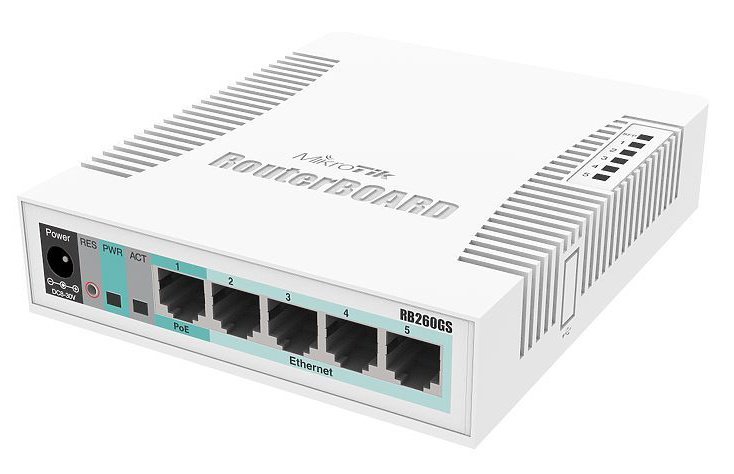Коммутатор MikroTik RB260GS CSS106-5G-1S (L2) 5x1Гбит/с 1SFP управляемый