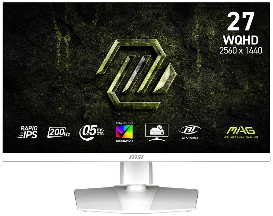 Монитор MSI 27" Mag 274QRFW E20 белый IPS LED 16:9 HDMI матовая HAS Piv 300cd 178гр/178гр 2560x1440 200Hz DP Quad 2K (1440p) 6.9кг