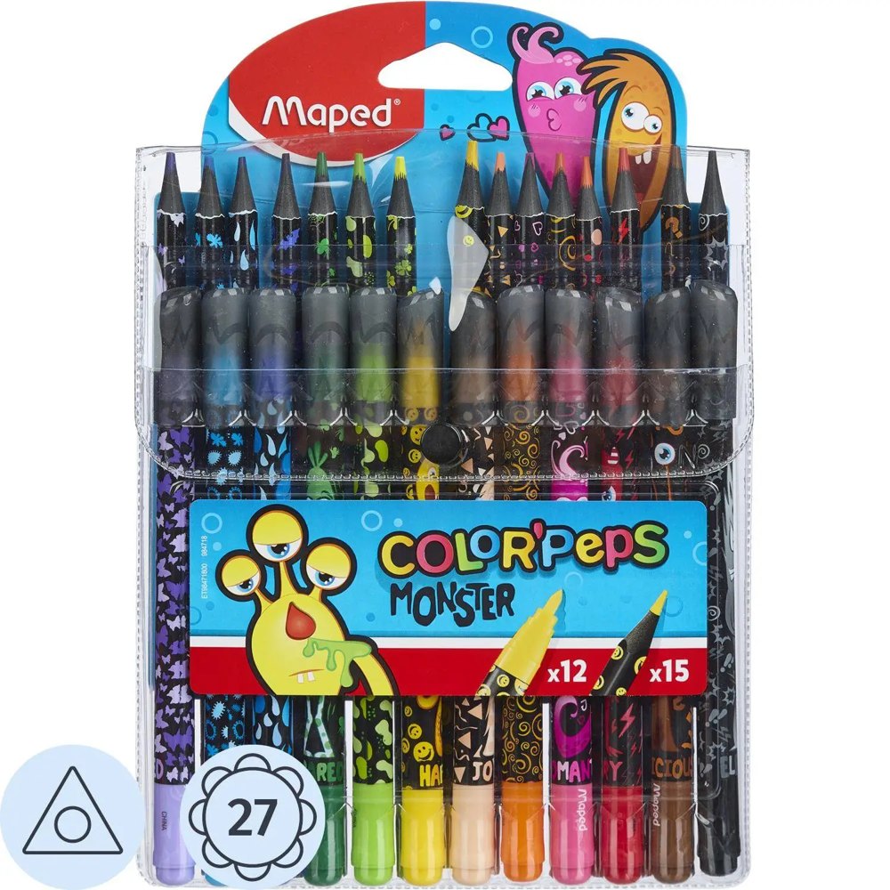 Набор для рисования Maped Color'Peps Monster 27 предметов (12 фломастеров, 15 цветных карандашей)
