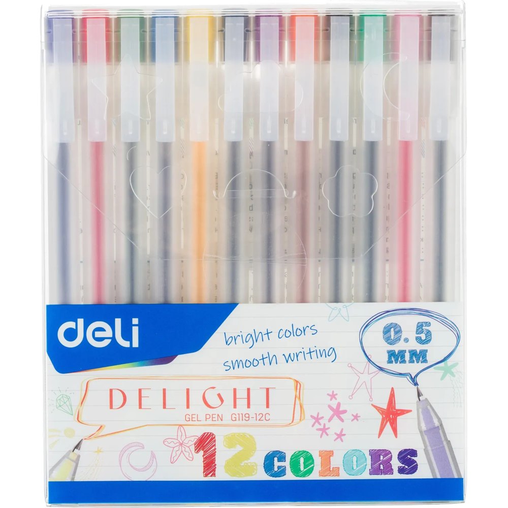 Набор гелевых ручек Deli Delight 12 цветов (толщина линии 0.35 мм)