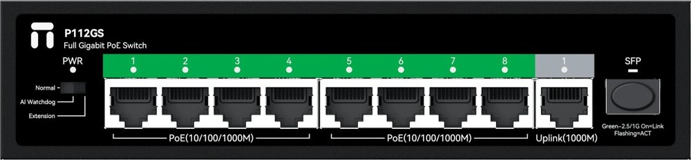 Коммутатор Netis P112GS (L2) 9x1Гбит/с 1SFP 8PoE 120W неуправляемый