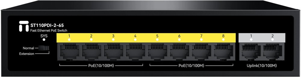 Коммутатор Netis ST110PDI-2-65 (L2) 10x100Мбит/с 8PoE 55W неуправляемый