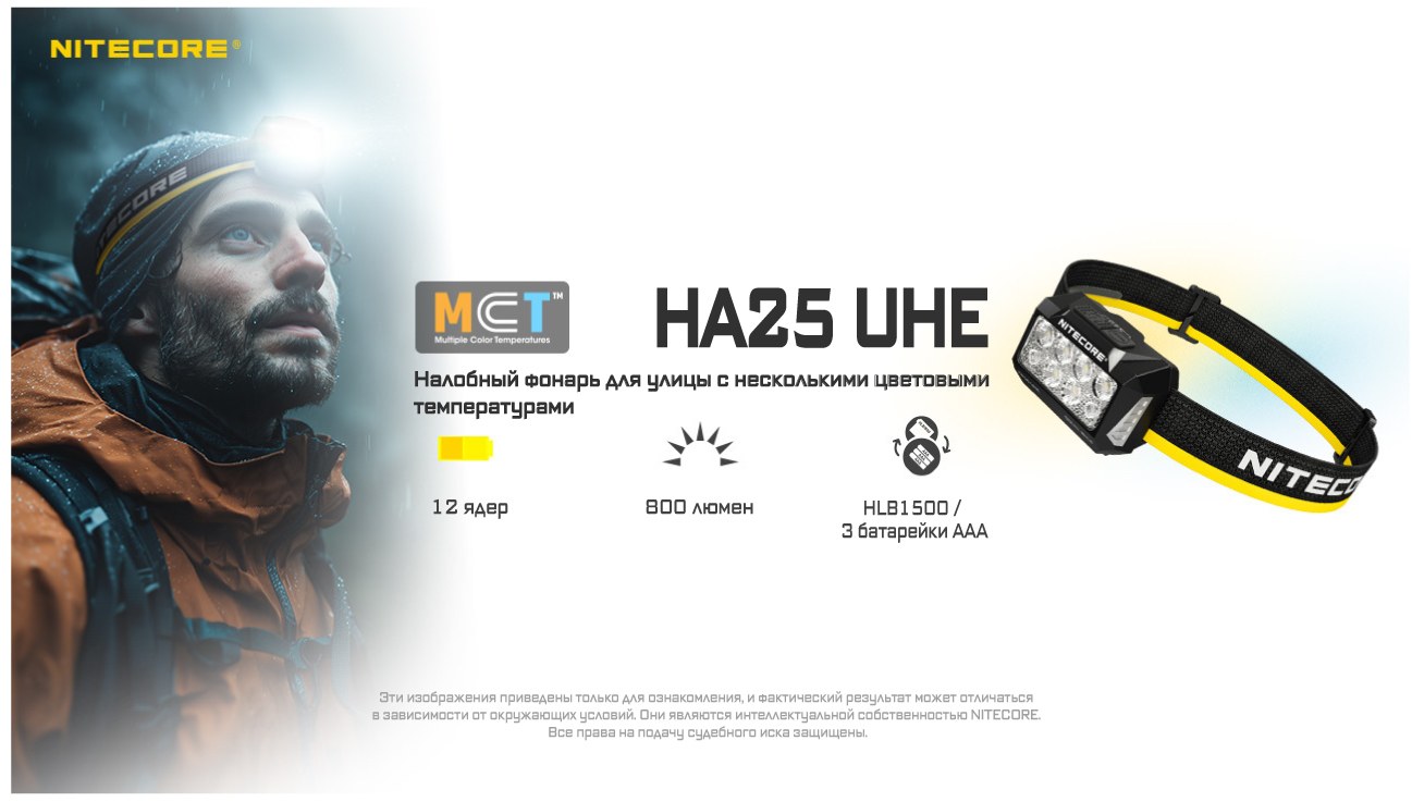 Фонарь налобный Nitecore HA25 UHE MCT
