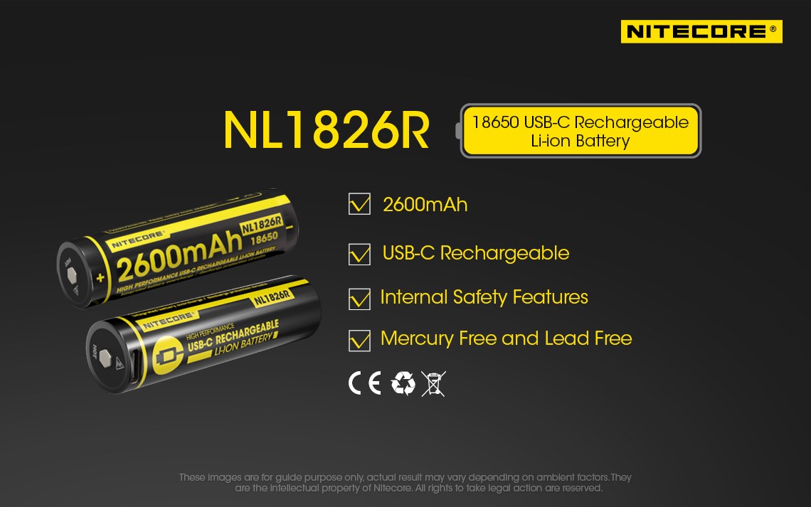 Аккумулятор для фонаря Nitecore NL1826R
