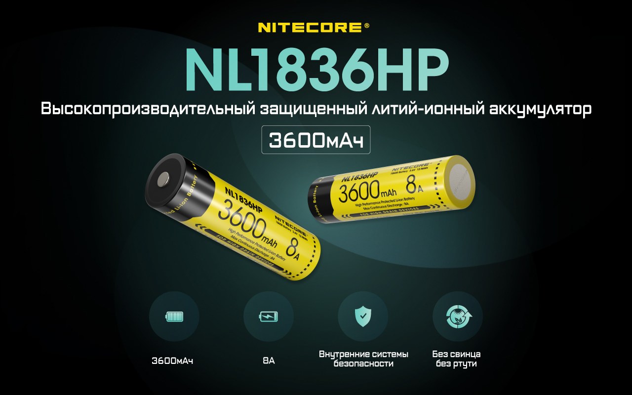 Аккумулятор для фонаря Nitecore NL1836HP