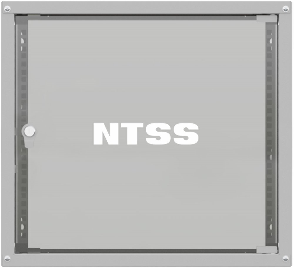 Шкаф коммутационный NTSS Lime (NTSS-WL9U5545GS) настенный 9U 550x450мм пер.дв.стекл несъемн.бок.пан. 30кг серый 370мм 12кг 110град. 500мм IP20 укомплектованный