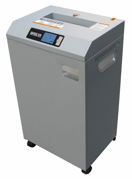 Шредер Office Kit S600 1.9x15 серый (секр.P-5) фрагменты 17лист. 60лтр. скрепки скобы пл.карты CD