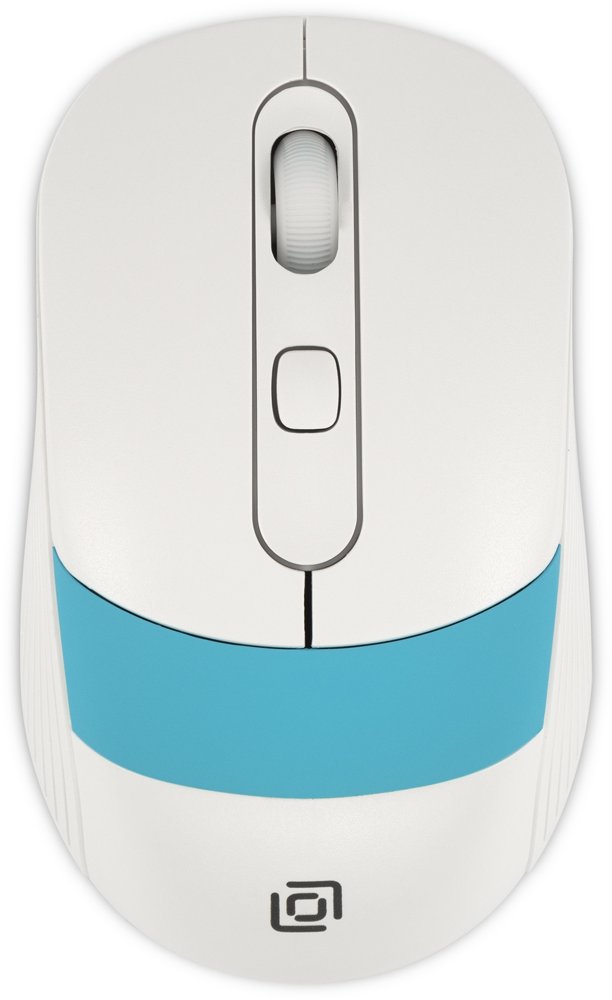 Мышь Оклик 310MW белый/синий оптическая 3200dpi беспров. USB для ноутбука 4but (1869094)