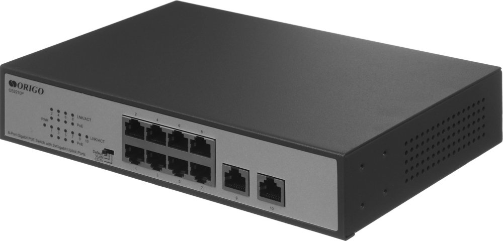 Коммутатор Origo OS2210P/120W OS2210P/120W/A1A (L2+) 10x1Гбит/с 8PoE+ 120W неуправляемый