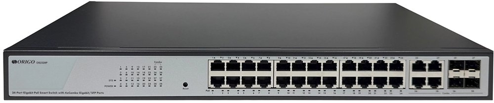Коммутатор Origo OS2328P/360W OS2328P/360W/A1A (L2) 24x1Гбит/с 4xКомбо(1000BASE-T/SFP) 24PoE 360W настраиваемый