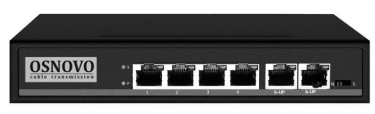 Коммутатор Osnovo SW-20600/A(80W) (L2) 6x100Мбит/с 4PoE 80W неуправляемый