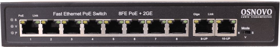 Коммутатор Osnovo SW-20820(120W) (L2) 8x100Мбит/с 2x1Гбит/с 8PoE 120W неуправляемый
