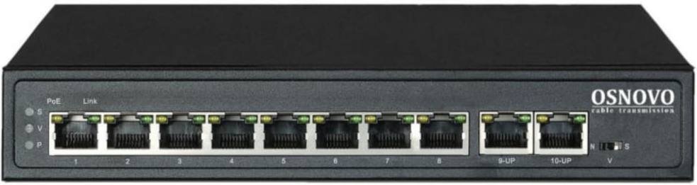 Коммутатор Osnovo SW-21000/A(120W) (L2) 10x100Мбит/с 8PoE 120W неуправляемый